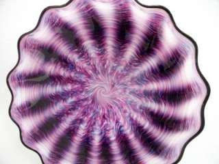 HAND BLOWN GLASS ART WALL PLATTER BOWL PURPLE BLUE #2581 ONEIL  