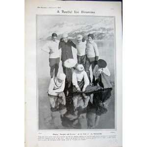   1907 Men Women Winter Ice Lake Switzerland Play Games