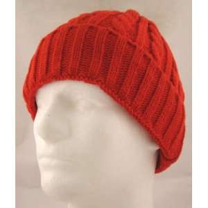    Heavy Braided Knit Winter Beanie Skull Ski Hat Red 