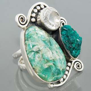 Huge Green Kyanite Bluish Dioptase Topaz Gemstone 925Sterling Silver 