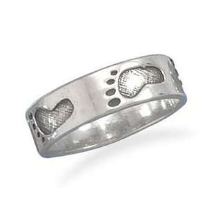  Footprints In the Sand Inspirational Sterling Silver Band 