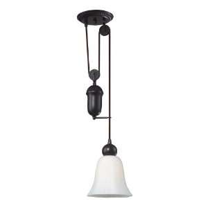 Farmhouse Collection 1 Light 70 Oiled Bronze Pendant with White Glass 