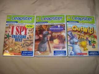 LOT OF 3 LEAPSTER LEARNING GAMES   OUTWIT   RATATOUILLE   I SPY   NEW 