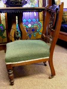1900 Victorian Chair w Green Seat Covering 2of2  