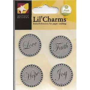 Faith Words Silver Tone Lil Charms Metal Charms for Scrapbooking 