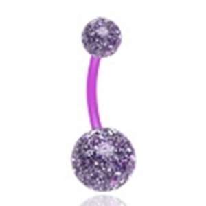  Purple Bioflex Ultra Glitter Uv Belly Button Navel Ring 