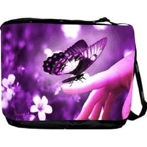  RikkiKnight Purple Butterfly background Messenger Bag   Book 