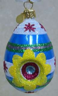 Dept 56 Sm Egg Ornament Blue GLITTERVILLE Easter 29279  