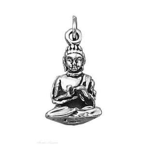 Sterling Silver Antiqued Young Lotus Buddha Charm Jewelry