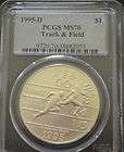 1995 D OLYMPIC TRACK/FIELD MS 70 COMMEMORATIVE US SILVE