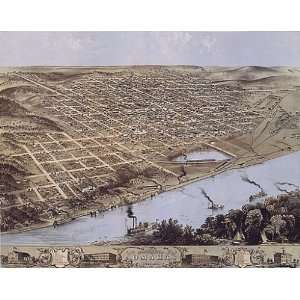  BIRDS EYE VIEW CITY OF OMAHA NEBRASCA 1868 MAP VINTAGE 