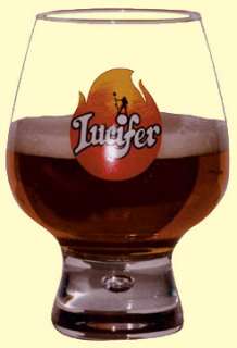 LUCIFER Belgian Ale SNIFTER BEER Glasses   PAIR   Rare  