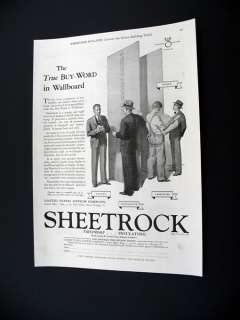US Gypsum Sheetrock Wallboard 1928 print Ad  