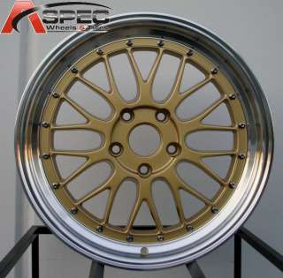 18 STAGGERED GOLD LM STYLE WHEEL TIRES PACKAGE FIT BMW 325 328 330 