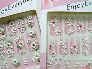 10 PACKS OF 3D FLORAL BRIDAL NAIL ART STICKERS DECALS $  