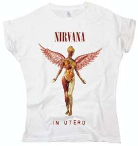 Nirvana in utero rock band grunge 90s white t shirt  