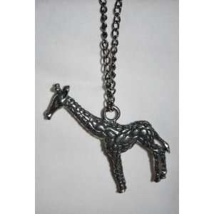  Animal Giraffe Necklace, 28 Chain, 2 H, Silver Tone 