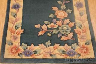 CARVED FLORAL RUNNER 3X12 ART DECO CHINESE ORIENTAL AREA RUG WOOL 