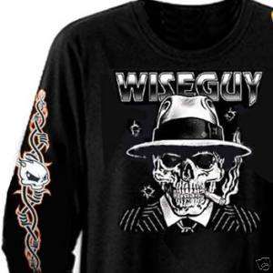 NEW Wise Guy Skull Mobster Biker L/S T Shirt (M 4XL)  