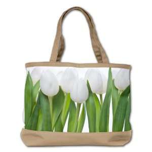  Shoulder Bag Purse (2 Sided) Tan White Tulips Spring 