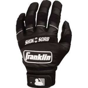  Franklin Yourh Black/Black Shok Sorb Batting Gloves 