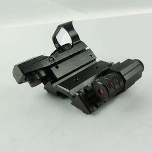 Tactical Red Laser Sight+Dual Side 45 degree Rail Mount+4 Reticle R&G 
