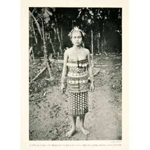  1915 Print Dyak Tribe Girl Borneo Dance Costume Indonesian 