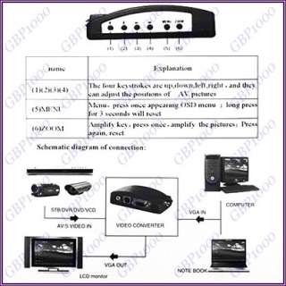PC VGA to S VIDEO RCA AV TV Converter Switch Adapter  