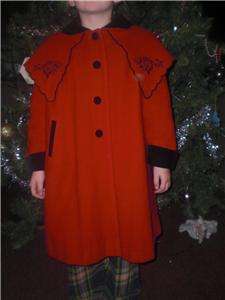 ROTHSCHILD GIRLS WINTER WOOL DRESS COAT RED AND BLACK SIZE 4 5 6 7 