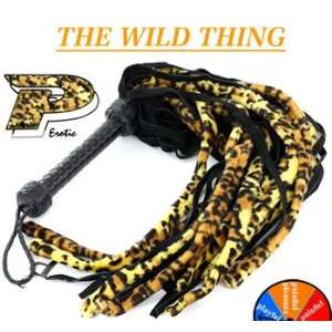 THE WILD THING Harness Leather Suede Fur Flogger   Whip   BDSM Toys 