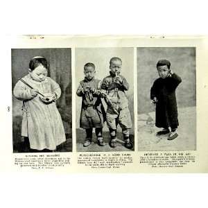   c1920 CHINA CHILDREN SMOKING FOOD FUR JACKET PATRIARCH
