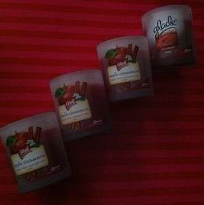GLADE JAR CANDLES Apple Cinnamon 4oz Frosted GLASS CANDLE  