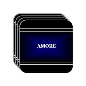 Personal Name Gift   AMORE Set of 4 Mini Mousepad Coasters (black 