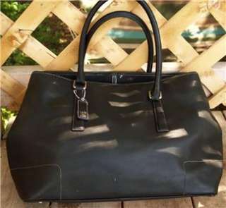   Hamptons black glove leather BIG purse shopper tote bag +Hang tag