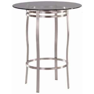  Porto Bar Table in Brushed Steel Table Top Wood 