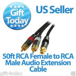 50ft RCA Mono Jack (Female) to RCA Stereo Plug (Male) Audio Extension 