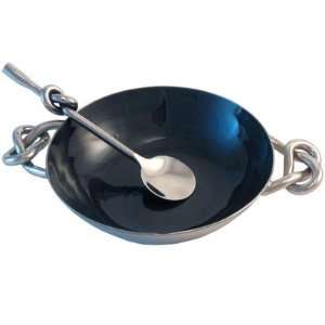  Black Single Knotty Bowl w/ Knotty Spoon