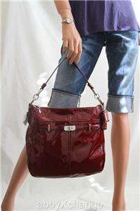 New COACH Chelsea Patent Leather ASHLEY HOBO Bag 17861 NWT Red Wine 