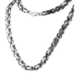   Steel and Black PVD Necklace with interlaced C Shape Links Jewelry