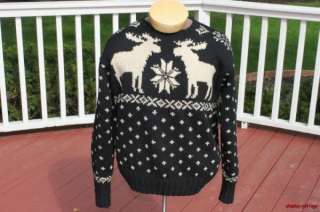 POLO Ralph Lauren Wool Nordic Handknit MOOSE Sweater L Mens Holiday 
