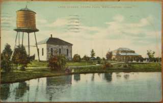 1909 Postcard Lake Starke/Crapo Park  Burlington, Iowa  