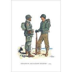  Vintage Art Parachute and Ranger Infantry, 1944   03916 7 