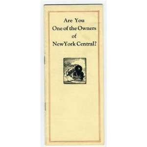  Are You One of the Owners of New York Central Railroad 
