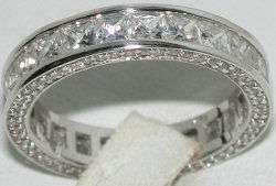 ORNATE 7CT CZ PRINCESS ETERNITY RING SZ 5 6 7 8 9  