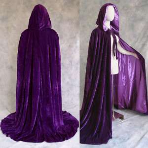 Lined Purple Prp Velvet Cloak Cape Wedding Wicca Pagan  