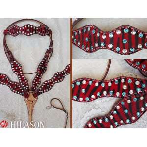  Western Leather Tack Zebra Hairon Bridle Headstall Breast 