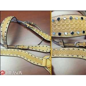  Tan American Leather Western Tack Hand Tooled Bridle 