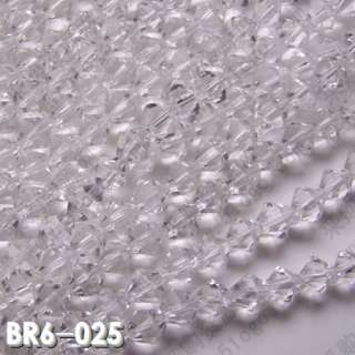 10 Strands clear/white Crystal Bicone Beads 6mm  