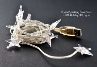 Crystal Sparkling Color Stars   USB Holiday LED Lights  