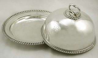 English Sterling Silver Clark Family Muffin Dish Crest 1820 23oz 